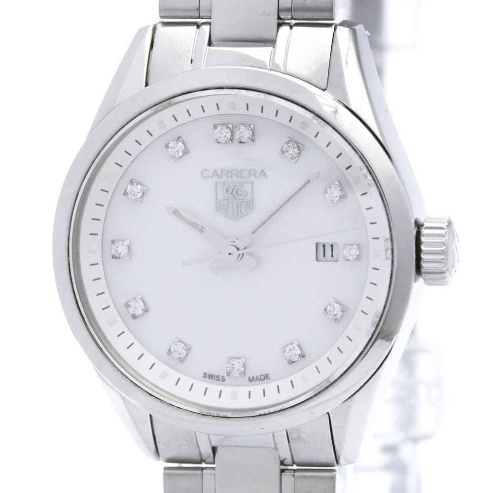 TAG HEUER Carrera Diamond MOP Dial Steel Ladies Watch WV1411 Polished
